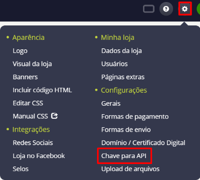 Loja Integrada | Gerar Chave API 