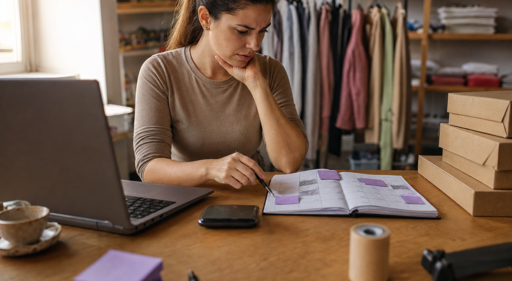 lojista revisando calendário de envios de e-mail marketing na Black Friday na tela do notebook