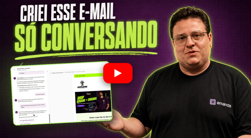 criar e-mail com IA conversando com a Ema IA, com o e-mail pronto ao lado da conversa
